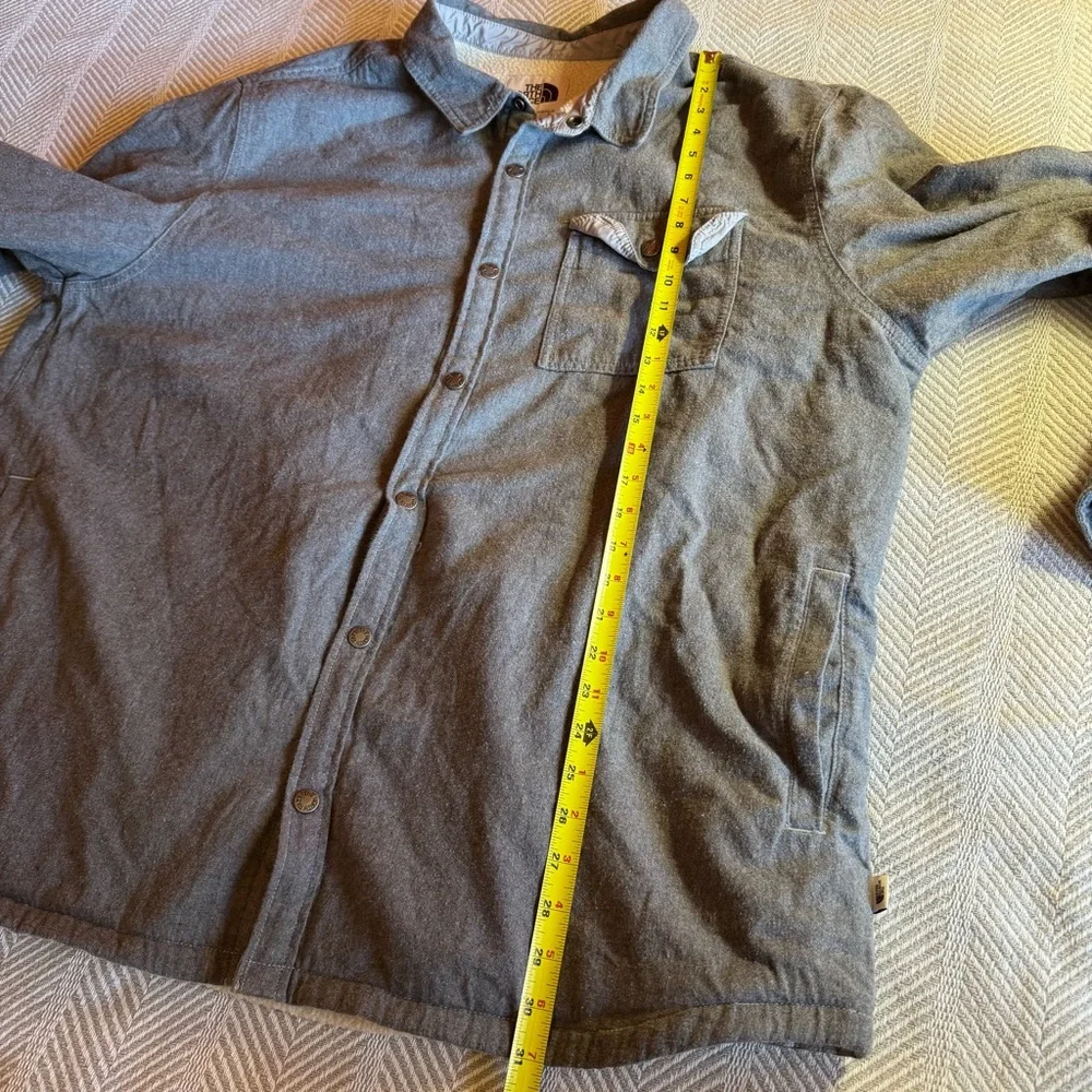 The‎ North Face Men's Sherpa-Lined Flannel Button-Up Shacket Gray, Size XXXL